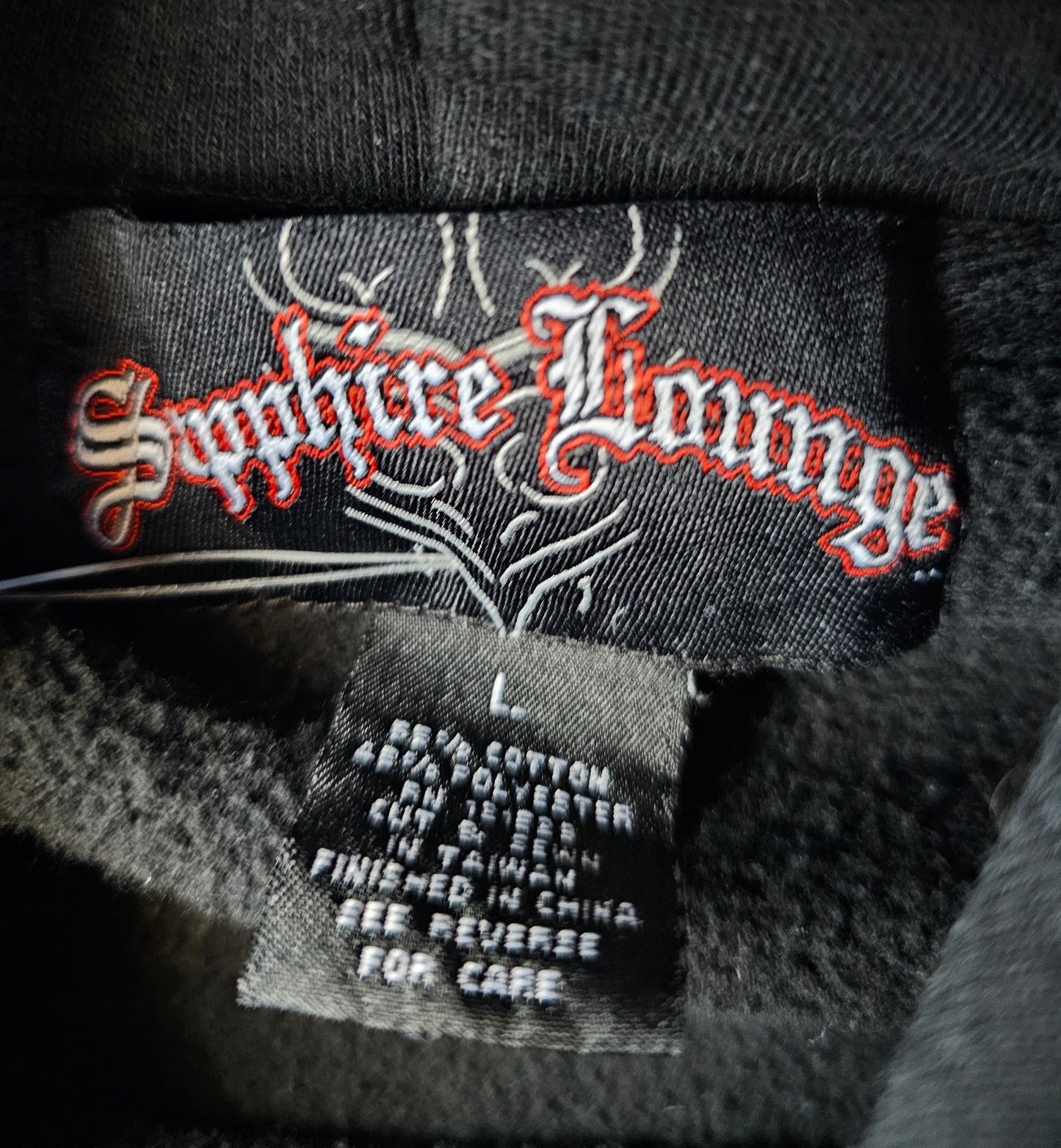 Sapphire Lounge Y2K Embroidered Skull Hoody (L)