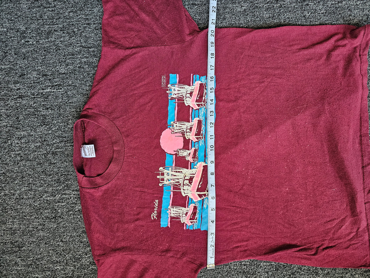 Florida Boats On The Sunset 80s Nature Tee (L - Fits Like a M)