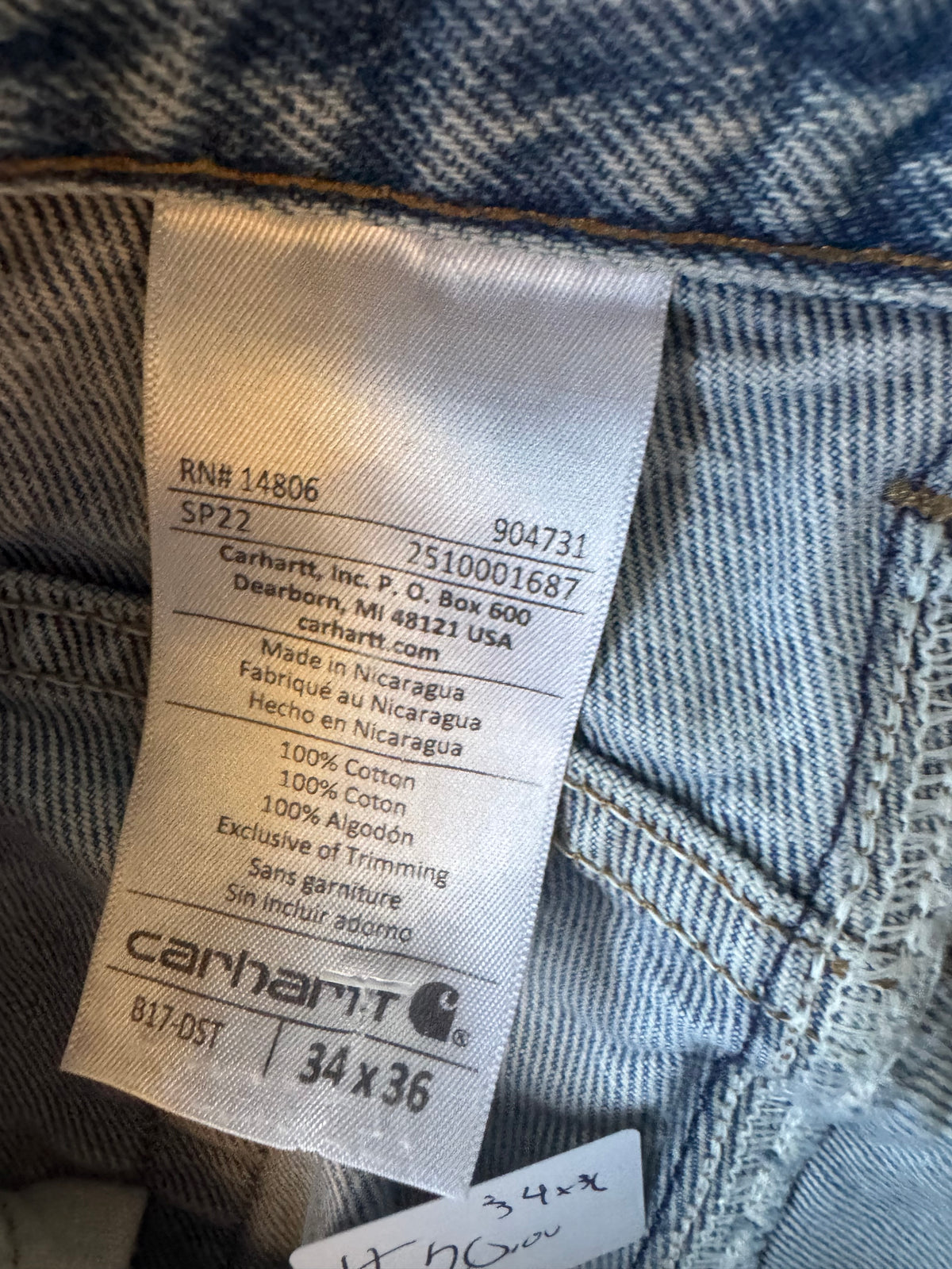 Blue Carhartt Denim Jeans (34x36)