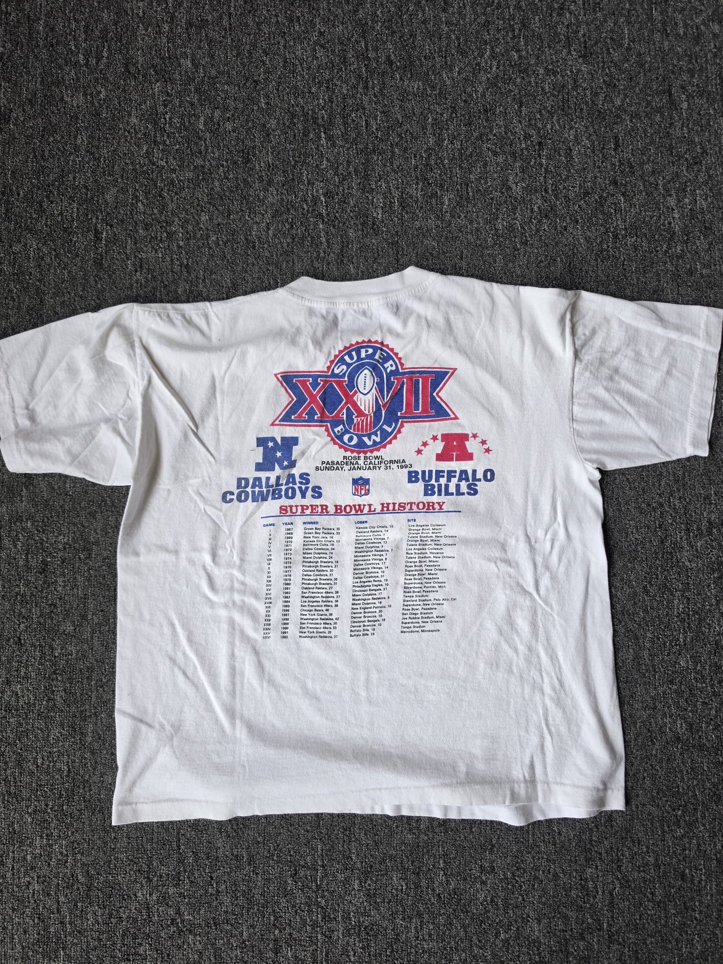 White 1993 Super Bowl Rose Bowl NFL Football Shirt (XL)