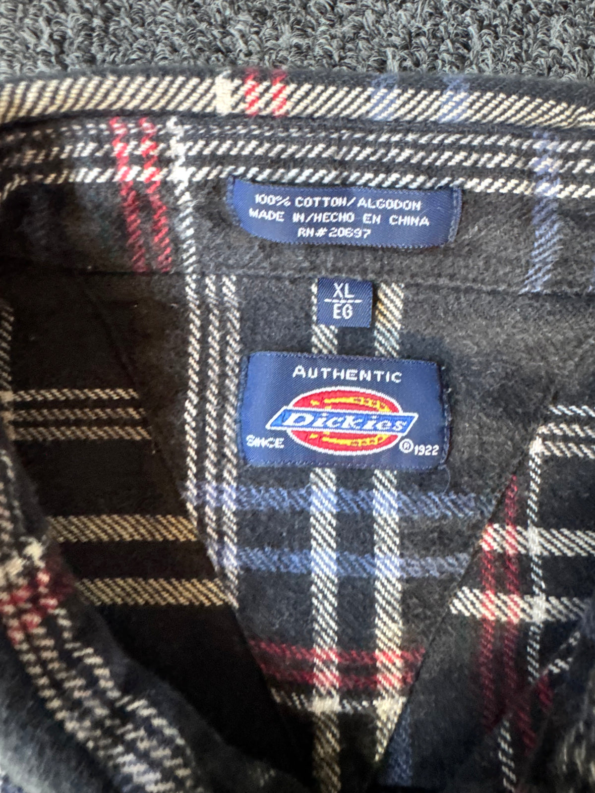 Black Dickies Flannel Long Sleeve Shirt (XL)