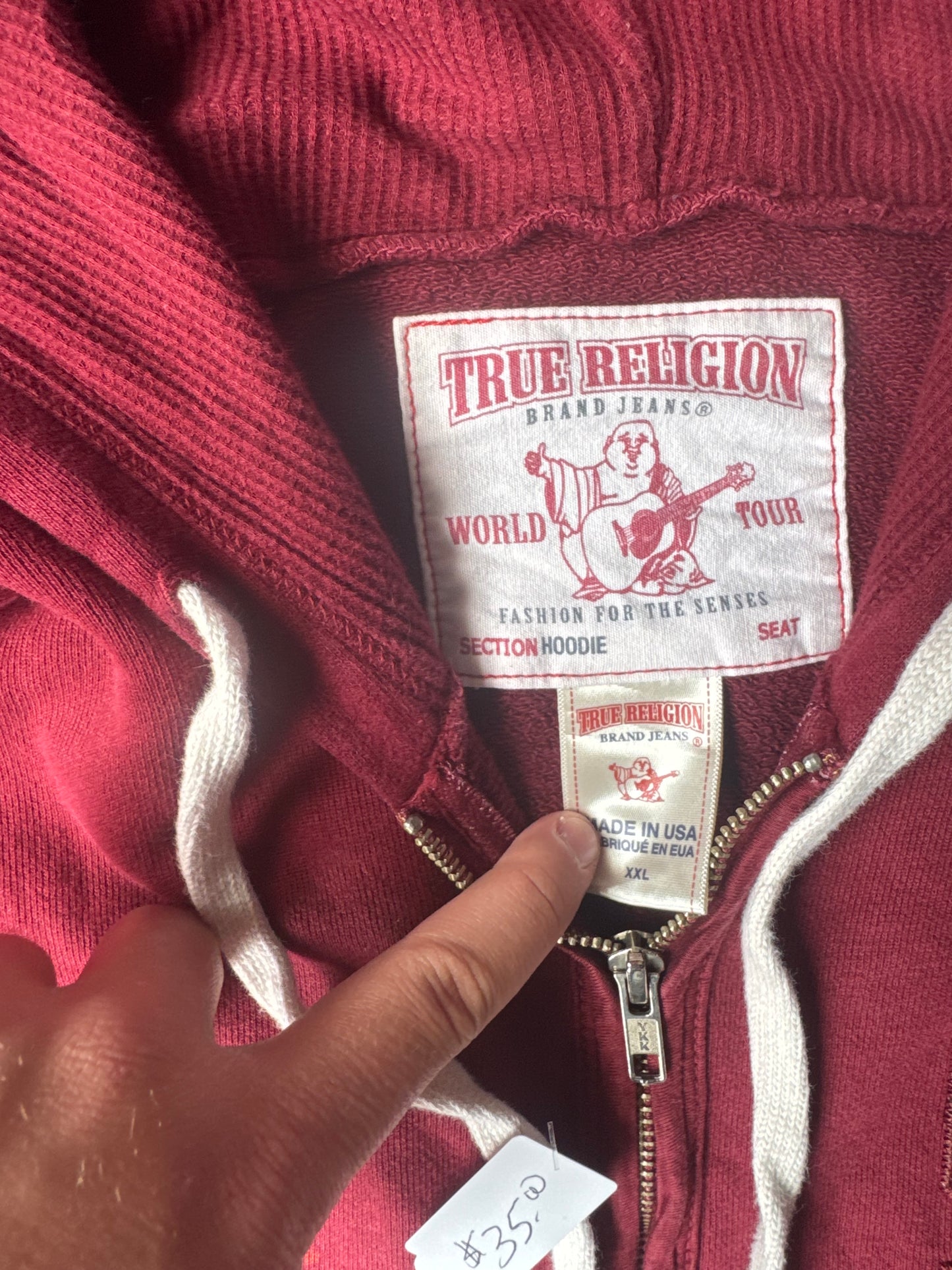 Red Y2K True Religion Zip Up (2XL)