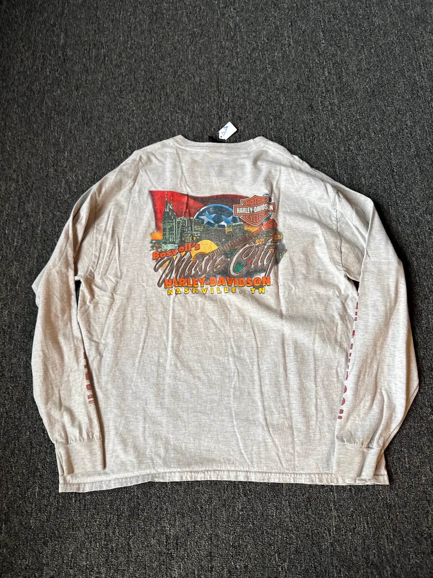 2000s Grey Harley Davidson Long Sleeve Shirt (2XL)