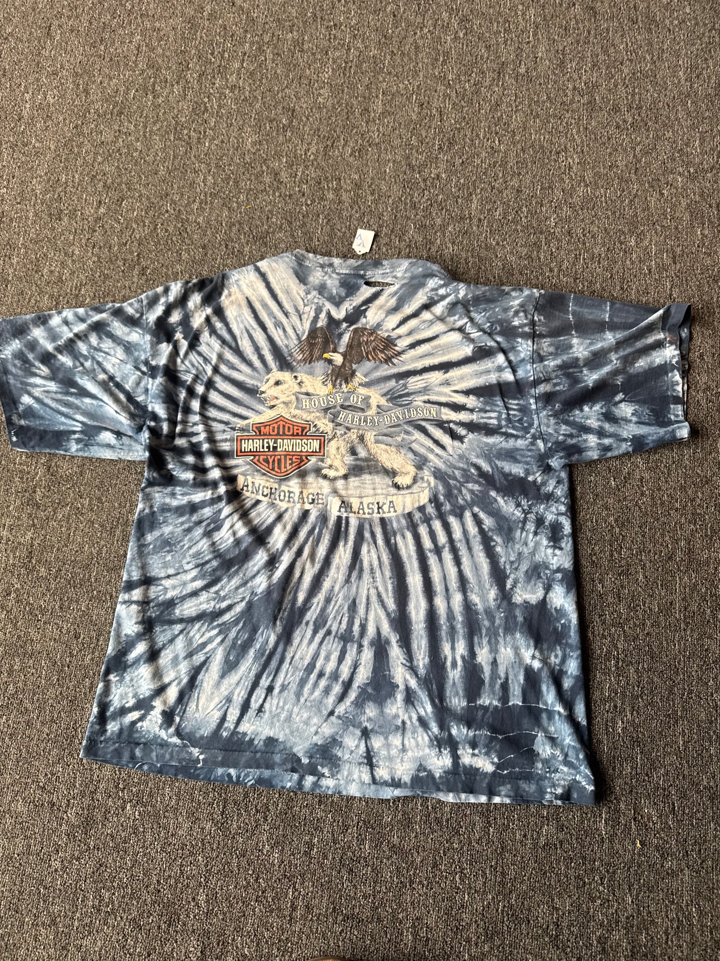 Blue Tie Dye Harley Davidson Shirt (2XL)