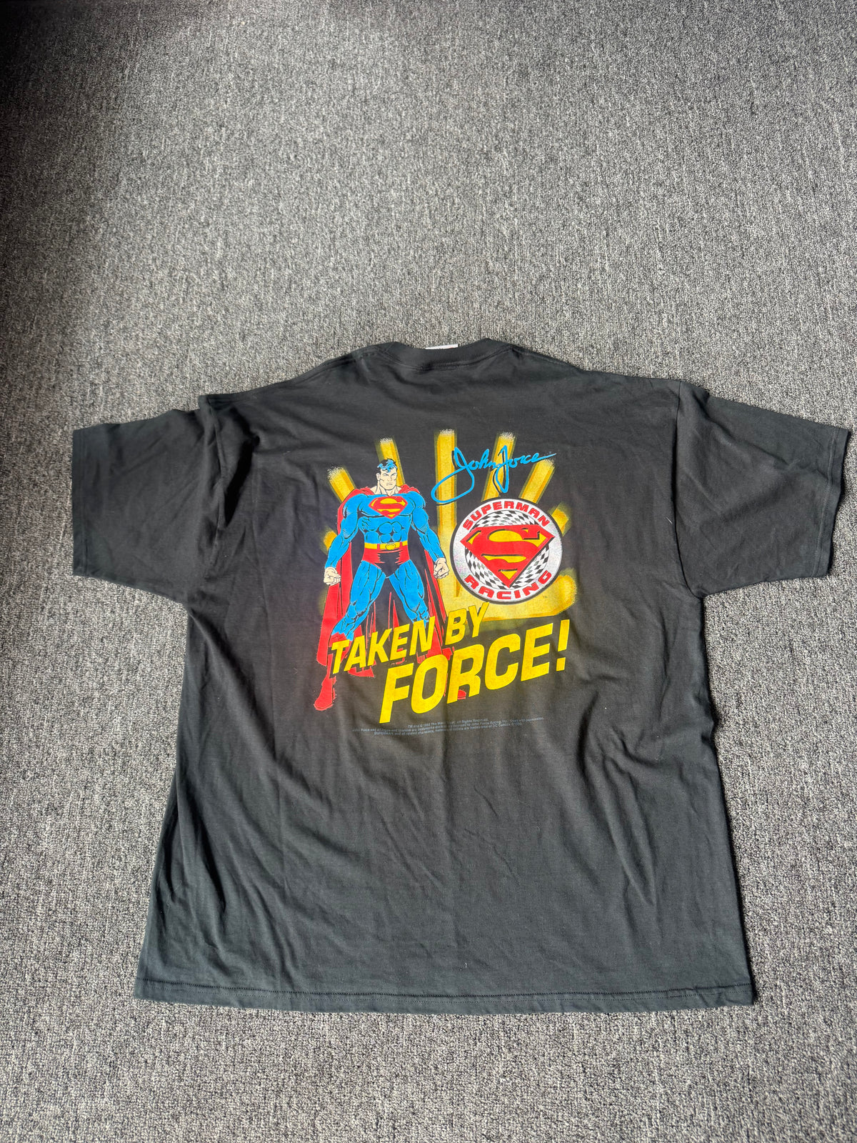 Black NASCAR Superman John Force Shirt (XXL)