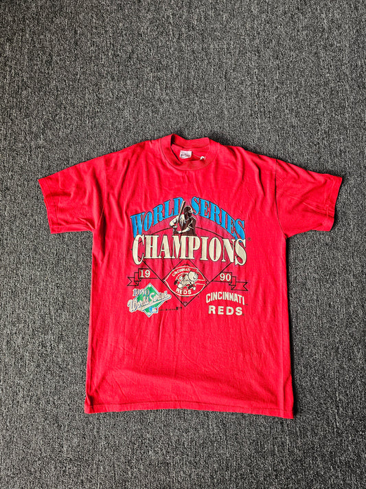 Cincinnati Reds 1990 World Series Champions - Stedman Tag - Single Stitch- Size XL