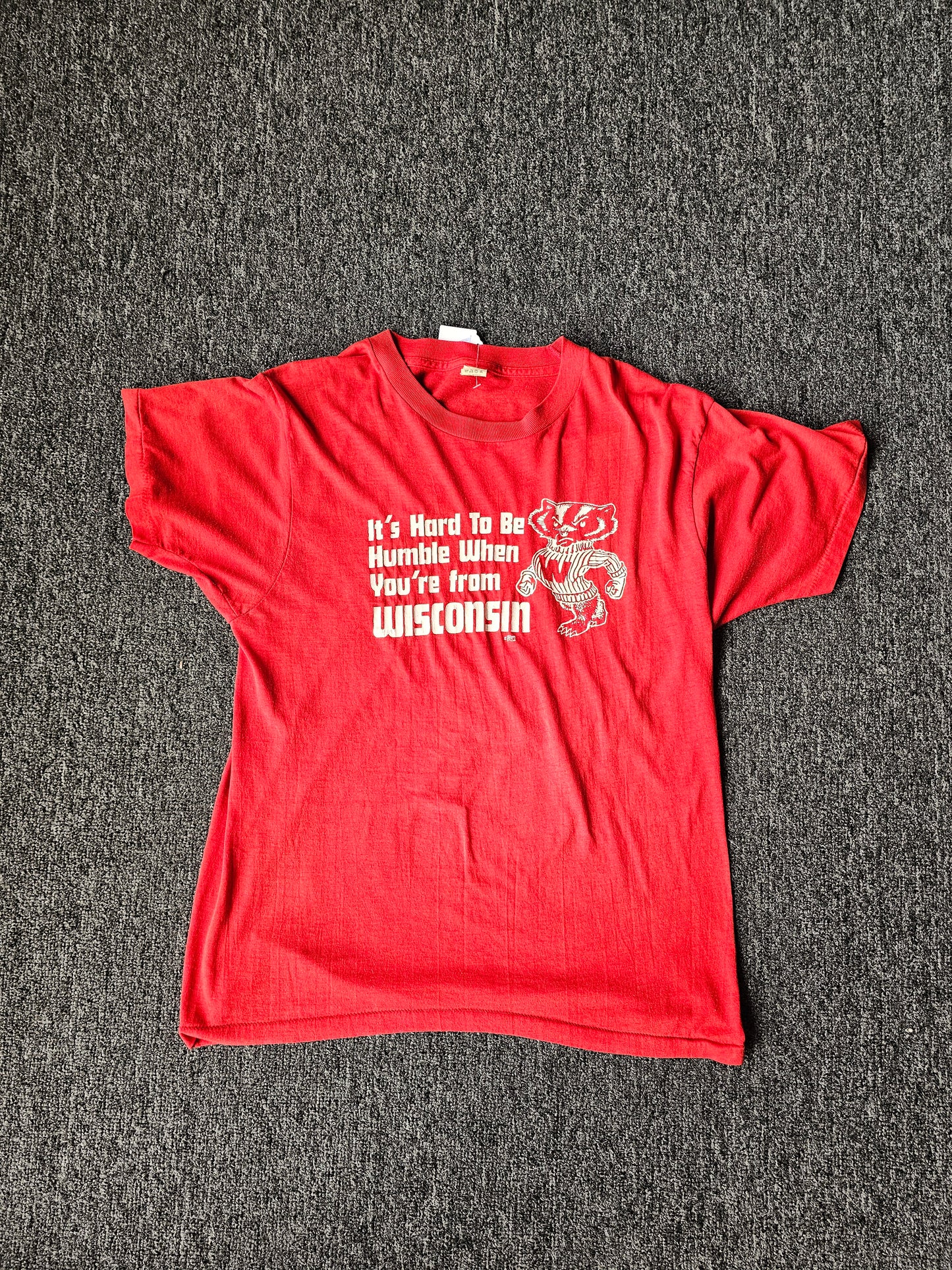 Wisconsin Badgers Humble Tee - 80s Screen Stars Tag - Single Stitch- Size L (fits like M)