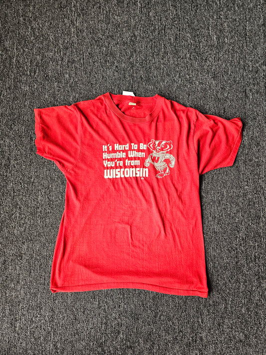 Wisconsin Badgers Humble Tee - 80s Screen Stars Tag - Single Stitch- Size L (fits like M)