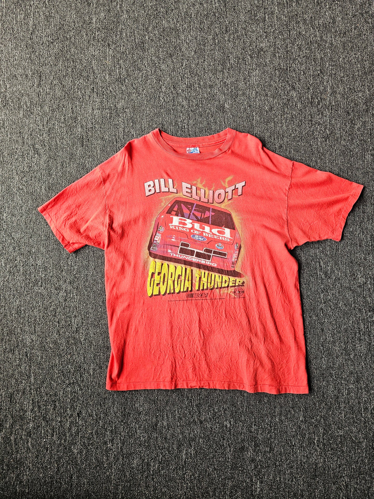 Bill Elliott Nascar Budweiser Single Stitch Tee - Hanes Beefy Tag - Size XL