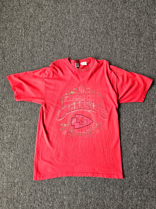 Kansas City Chiefs NFL Fader Single Stitch Tee - Logo 7 Tag - Size L