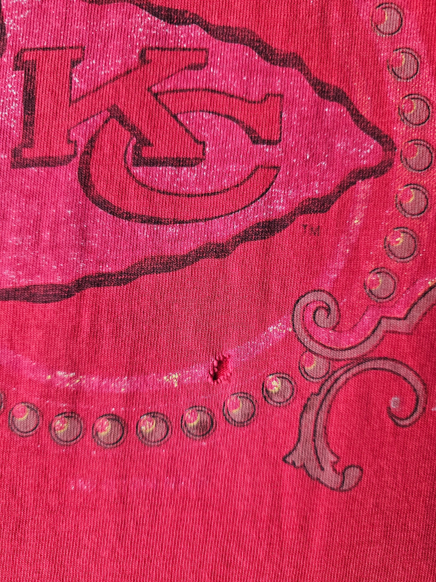 Kansas City Chiefs NFL Fader Single Stitch Tee - Logo 7 Tag - Size L