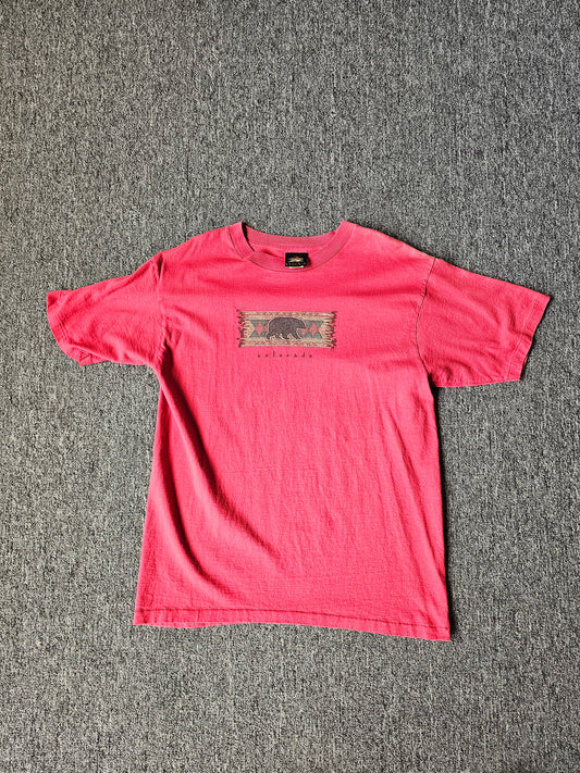 Colorado Nature Bear Single Stitch Tee - Prairie Mountain Tag- Size L