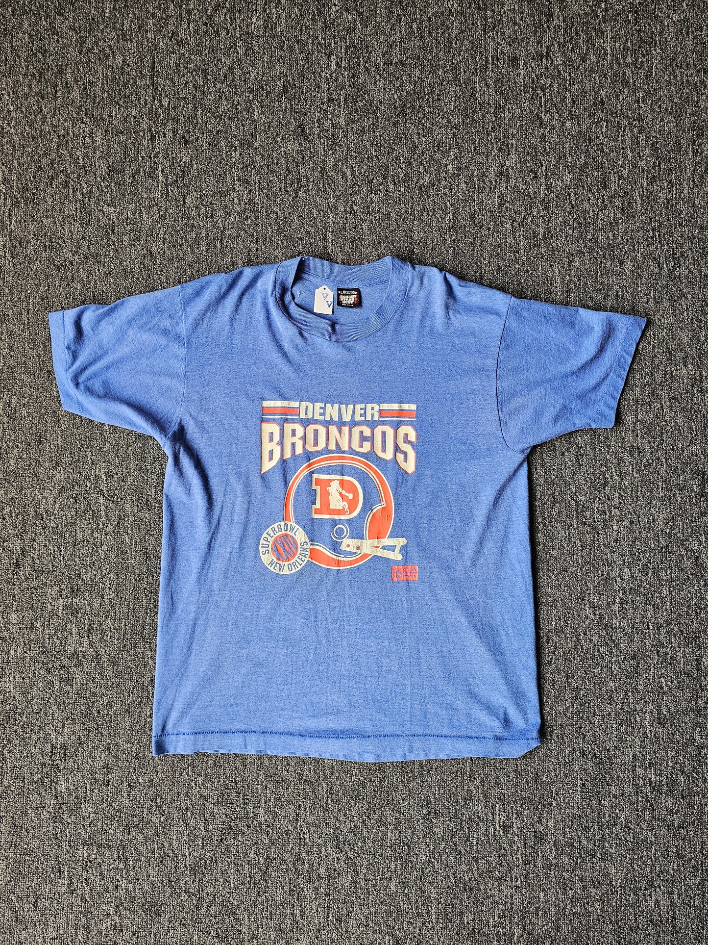 Denver Broncos Super Bowl Tee - Single Stitch - Screen Star Tag - Size XL