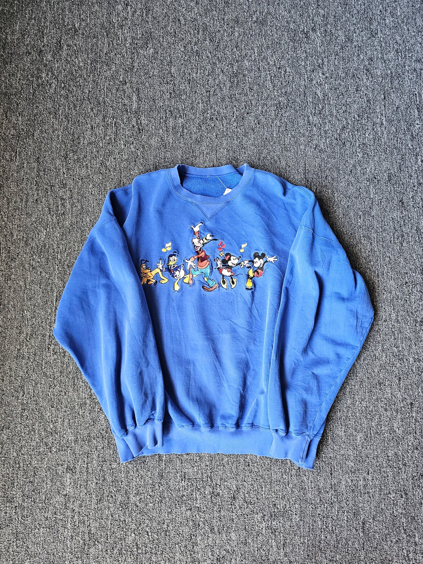 Mickey Mouse & Friends Embroidered Walt Disney Blue Crew (M)