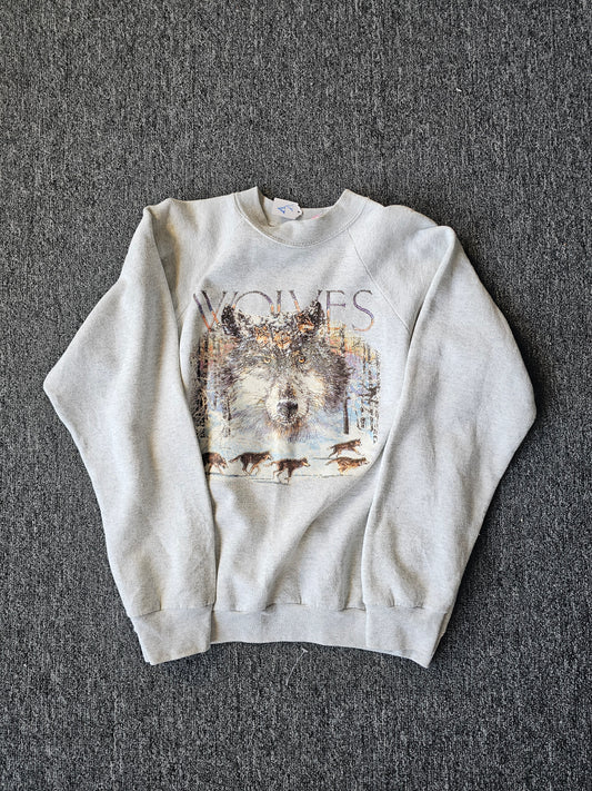 Wolf Nature 90s White Crew (L)
