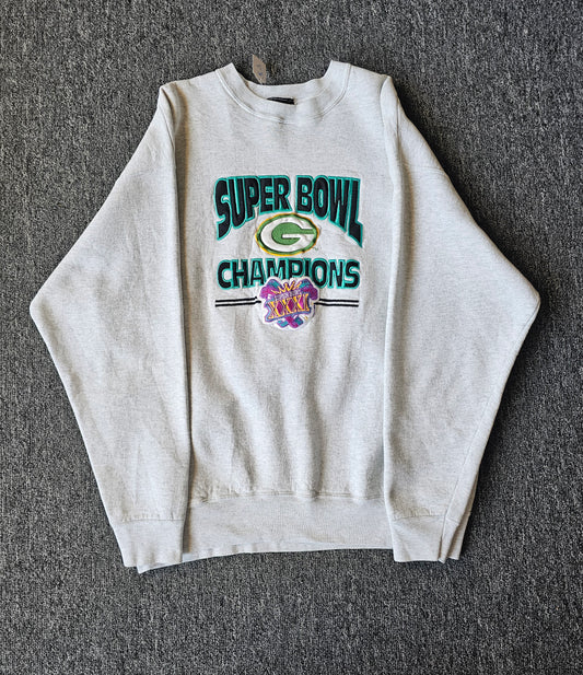 Green Bay Packers NFL Embroidered 90s White Crew (L)