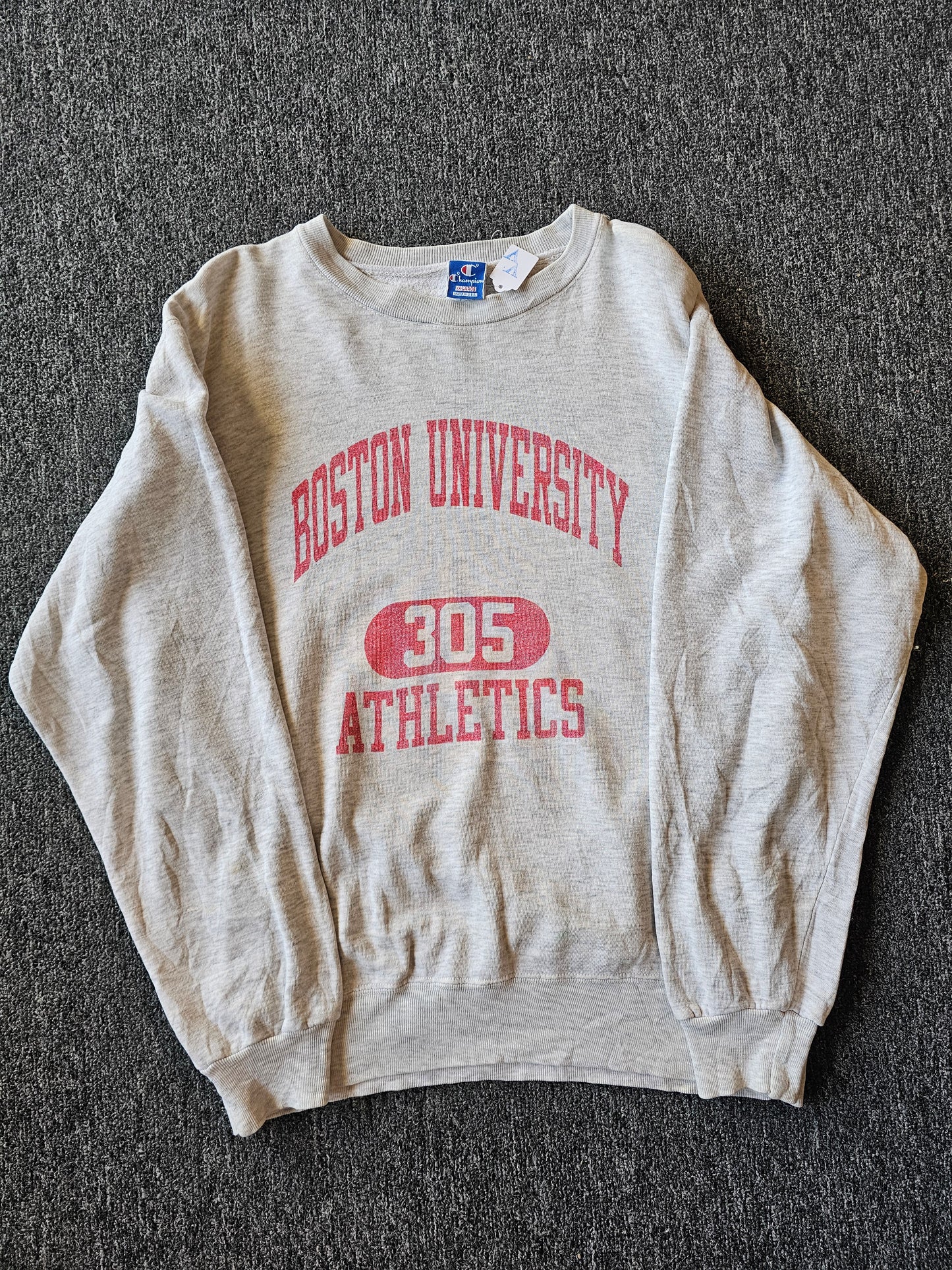 Boston University 90s NCAA White Crew (XXL fits like XL)