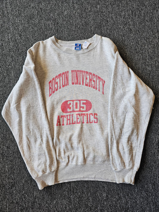 Boston University 90s NCAA White Crew (XXL fits like XL)