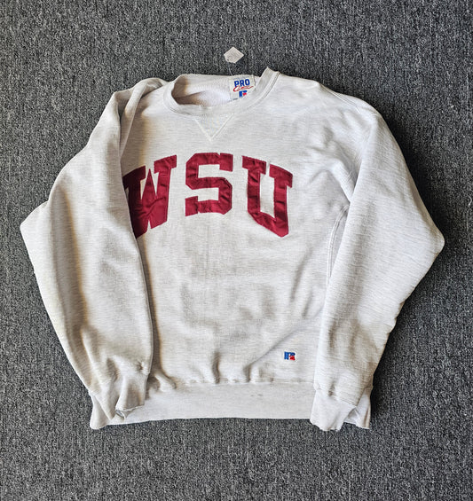 Washington St University NCAA Embroidered White Crew (L)