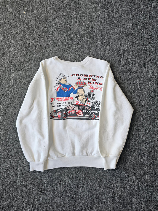 Dale Earnhardt & Richard Petty Nascar 90s White Crew (XL - fits more like S)