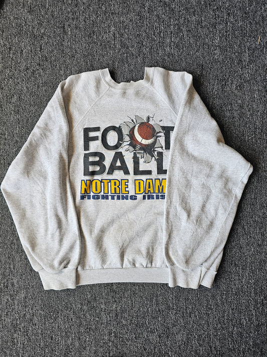 Notre Dame NCAA Football 90s White Crew (XL - fits like L)