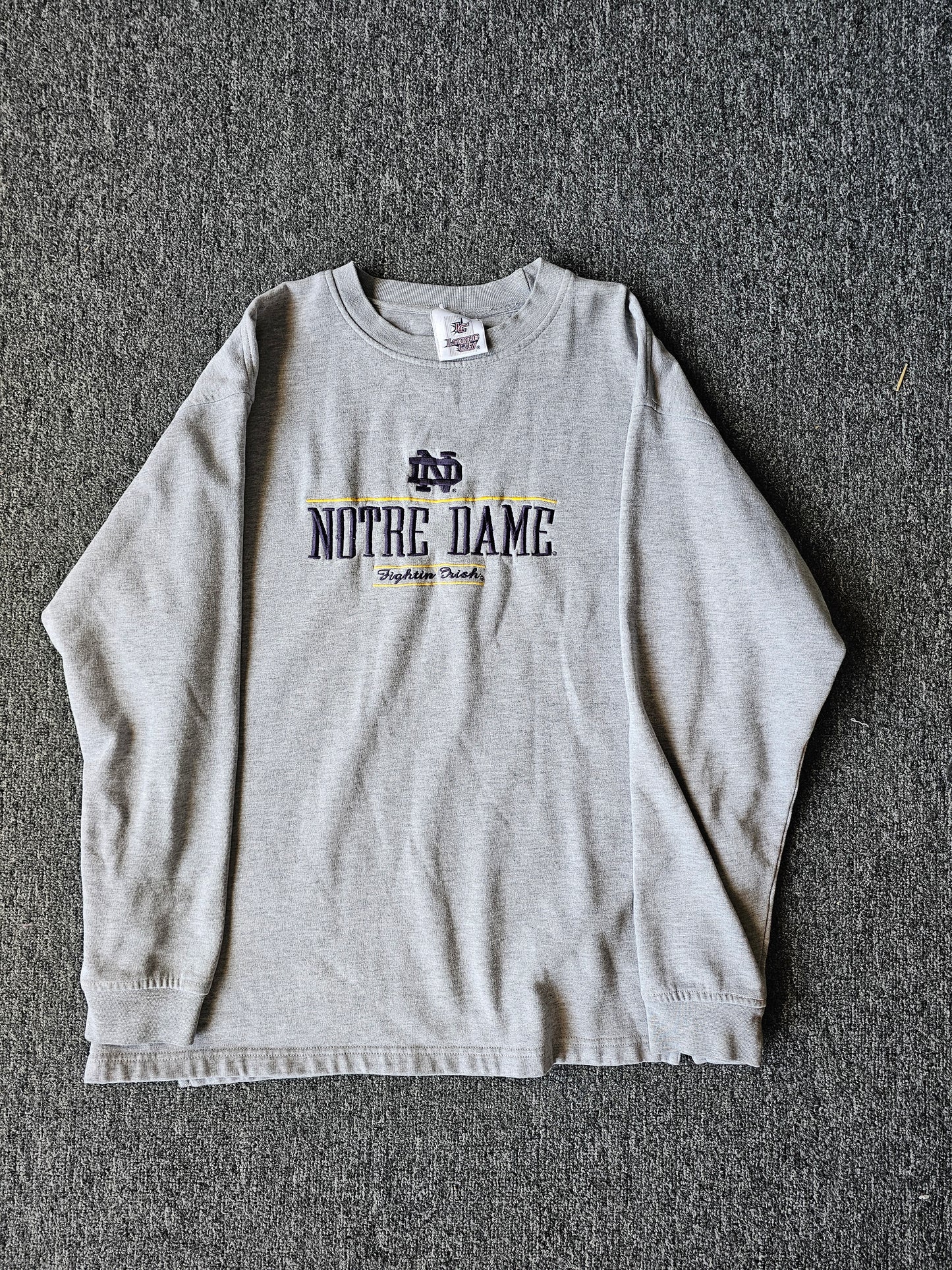 Notre Dame Embroidered NCAA Gray Crew (L)