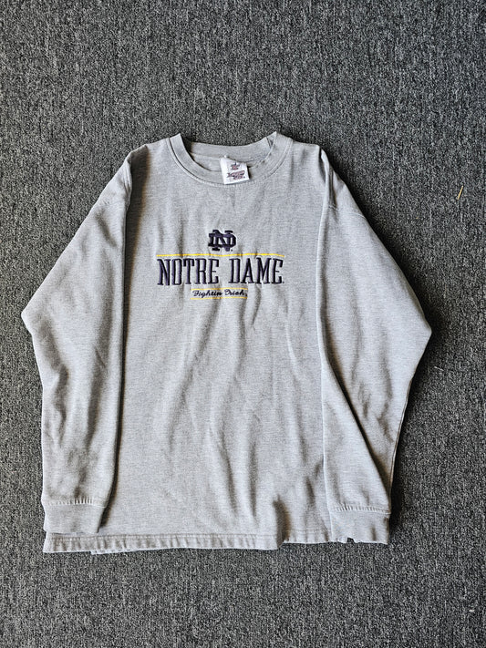 Notre Dame Embroidered NCAA Gray Crew (L)