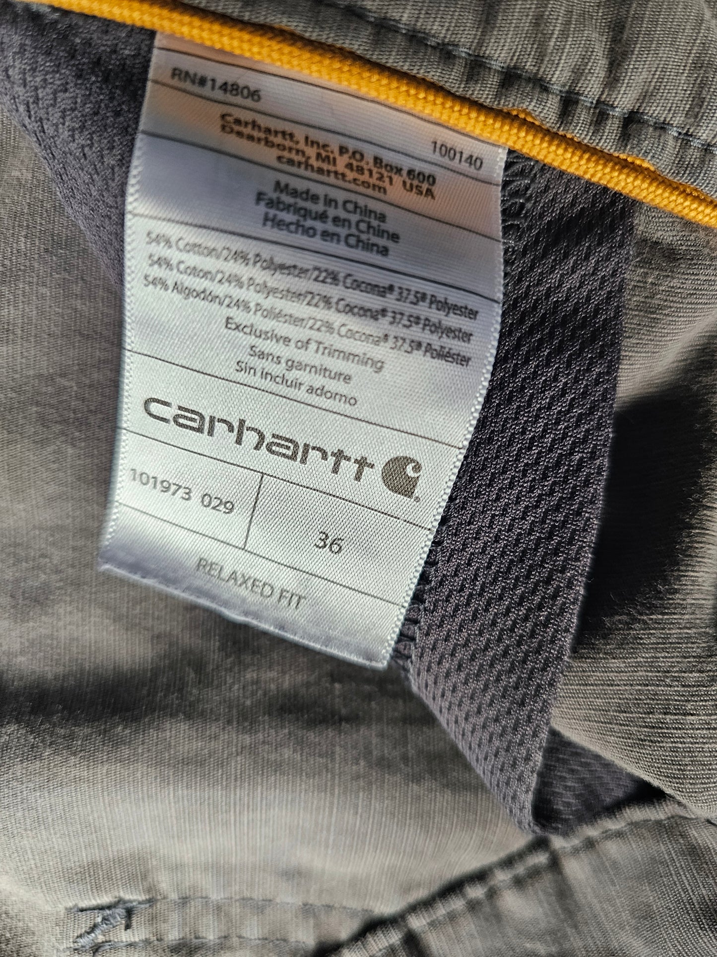 Carhartt Relaxed Fit Gray Cargo Shorts (36)