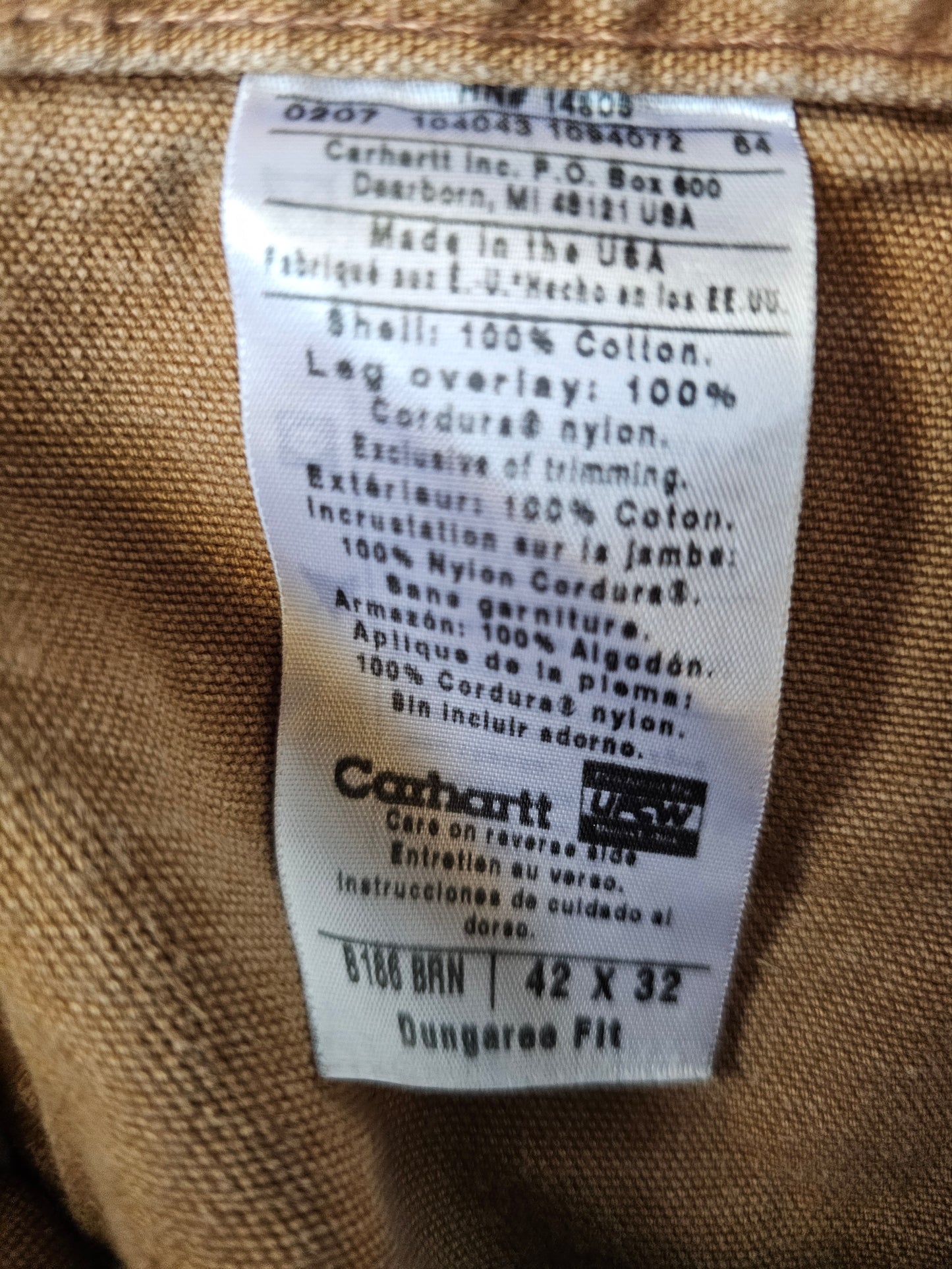 Carhartt Khaki Dungaree Pants (42/32)