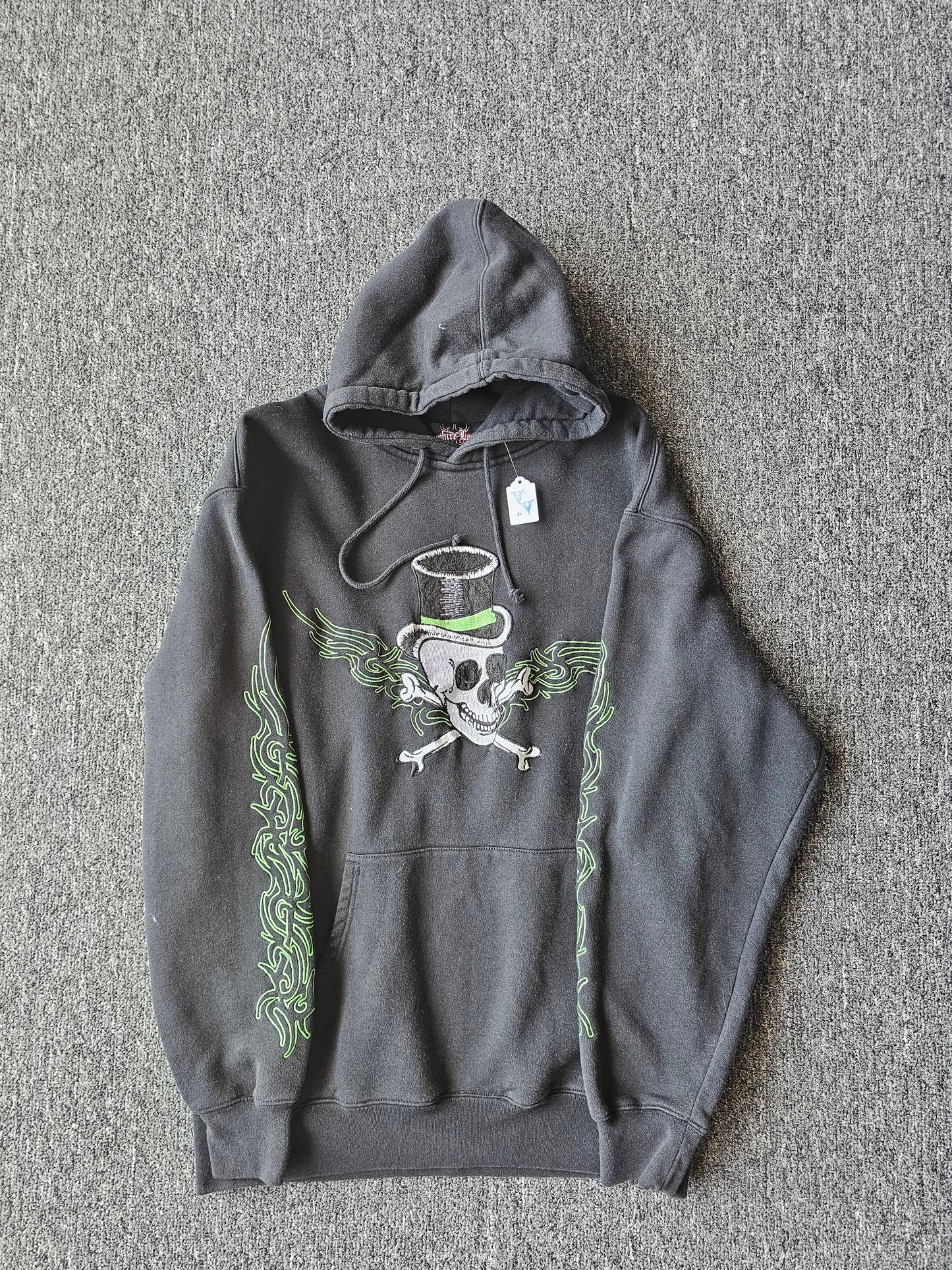 Sapphire Lounge Y2K Embroidered Skull Hoody (L)