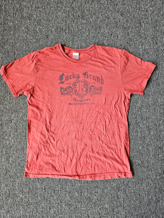 Lucky Brand Dungarees Faded Y2K Red Tee (XL)