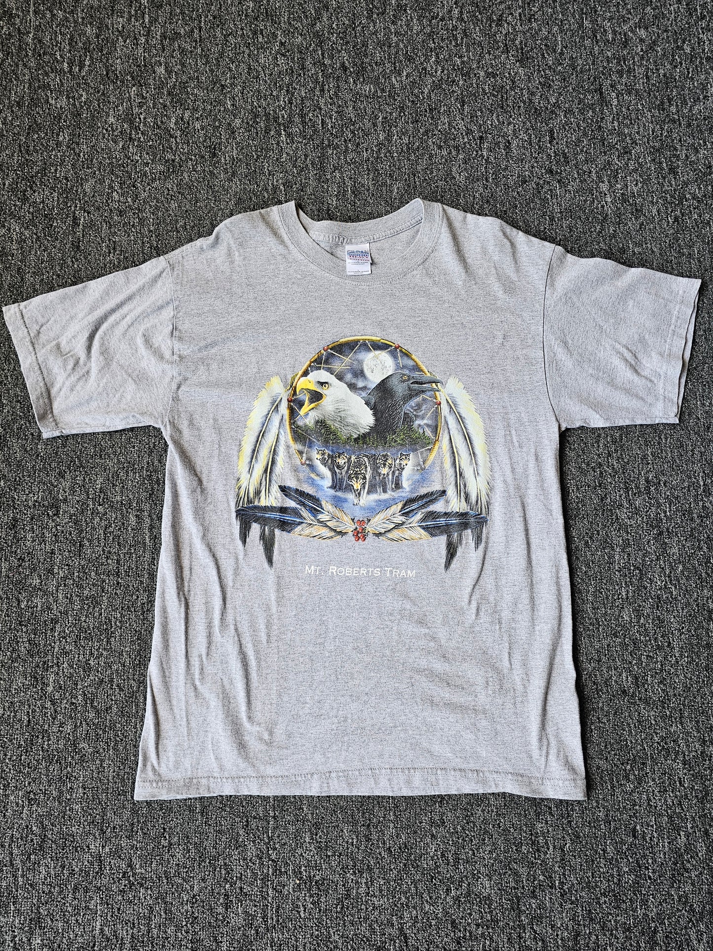 Mt Roberts Alaska Native American Eagle Grey 90s Tee (L)