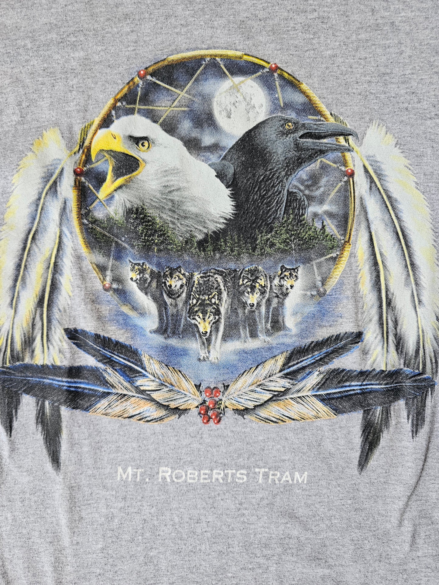 Mt Roberts Alaska Native American Eagle Grey 90s Tee (L)