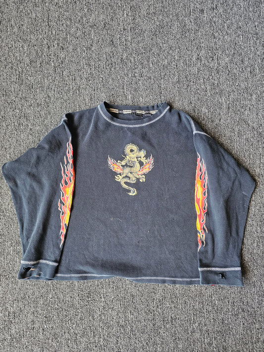 Dragon Y2K Long Sleeve Distressed Thermal (M)