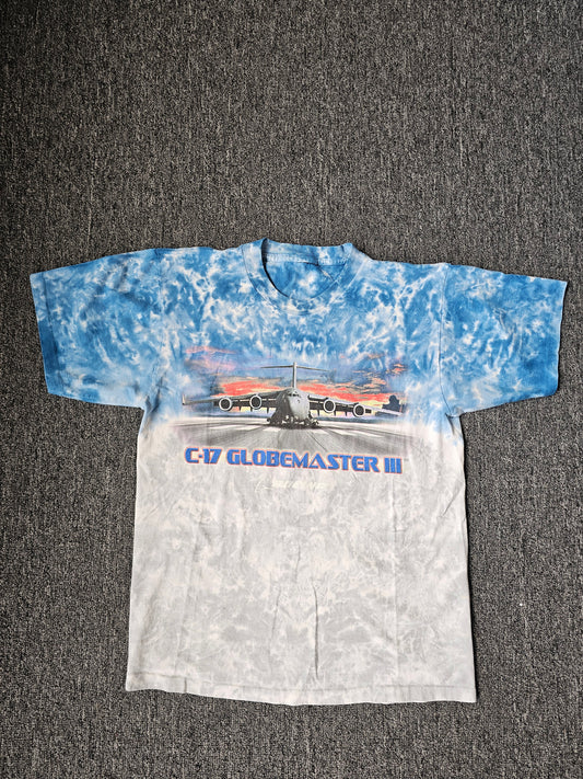 Liquid Blue 17 Globemaster III Airplane 90s Tie Dye Tee (XL)