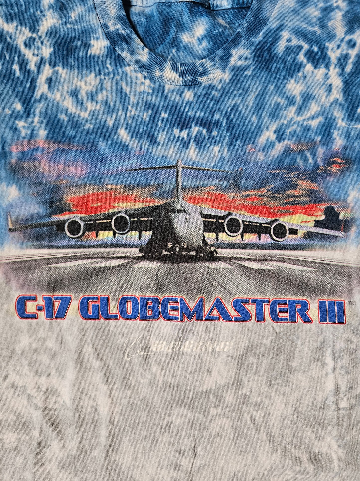 Liquid Blue 17 Globemaster III Airplane 90s Tie Dye Tee (XL)