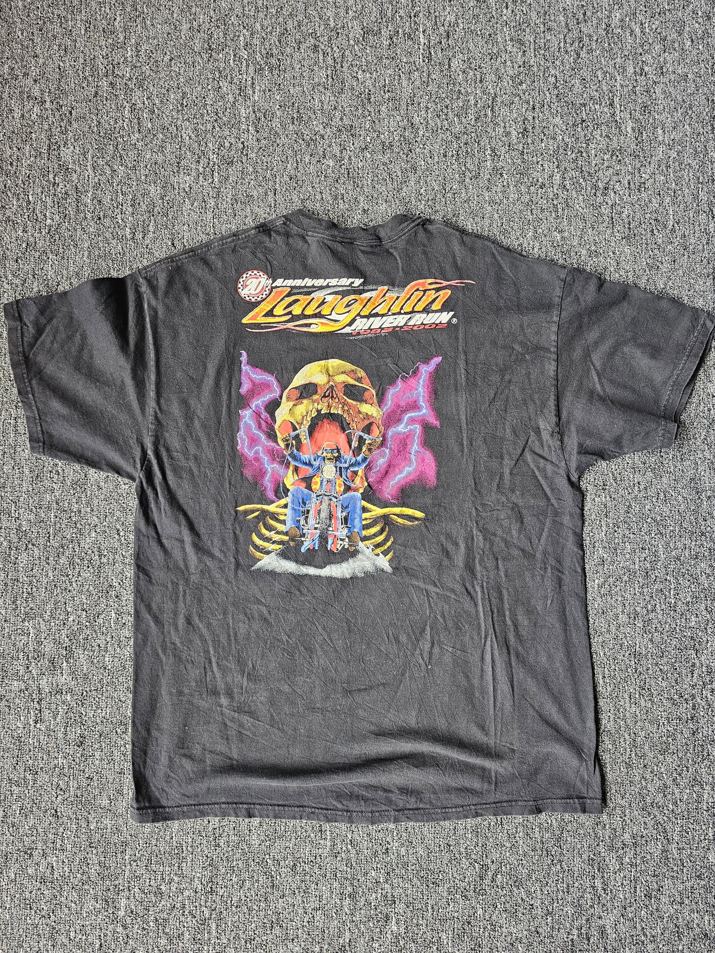 Laughlin River Run 2002 Motorcycle Skull Y2K Tee (XL)
