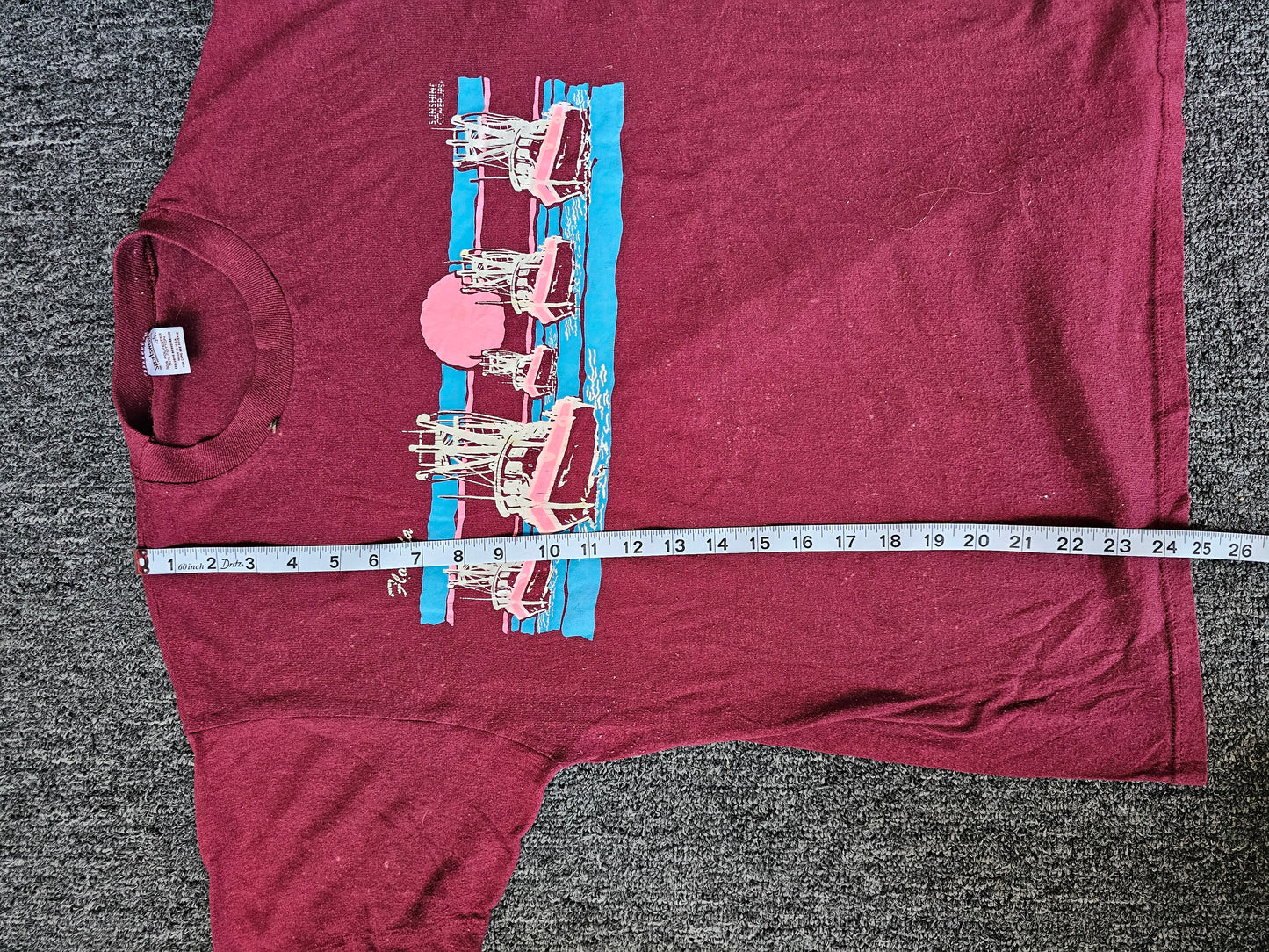 Florida Boats On The Sunset 80s Nature Tee (L - Fits Like a M)