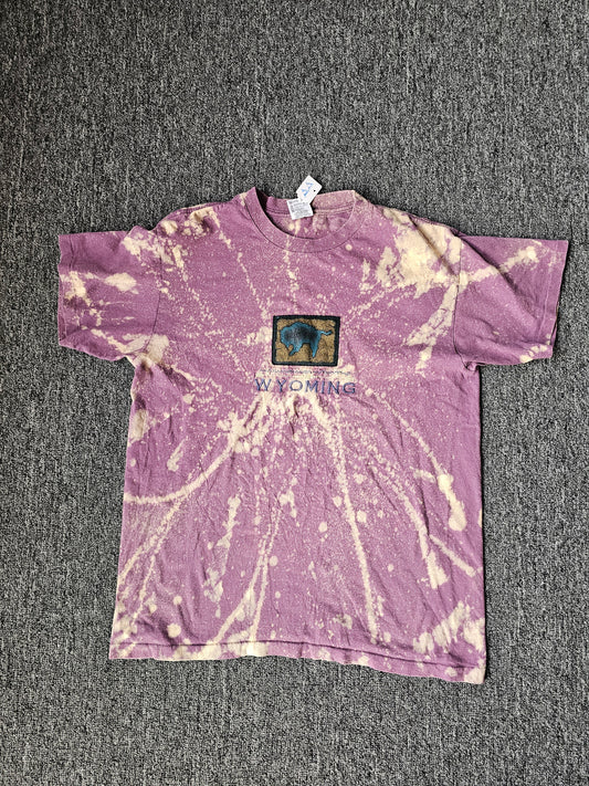 Wyoming Embroidered Tie Dye Nature Tee (L)