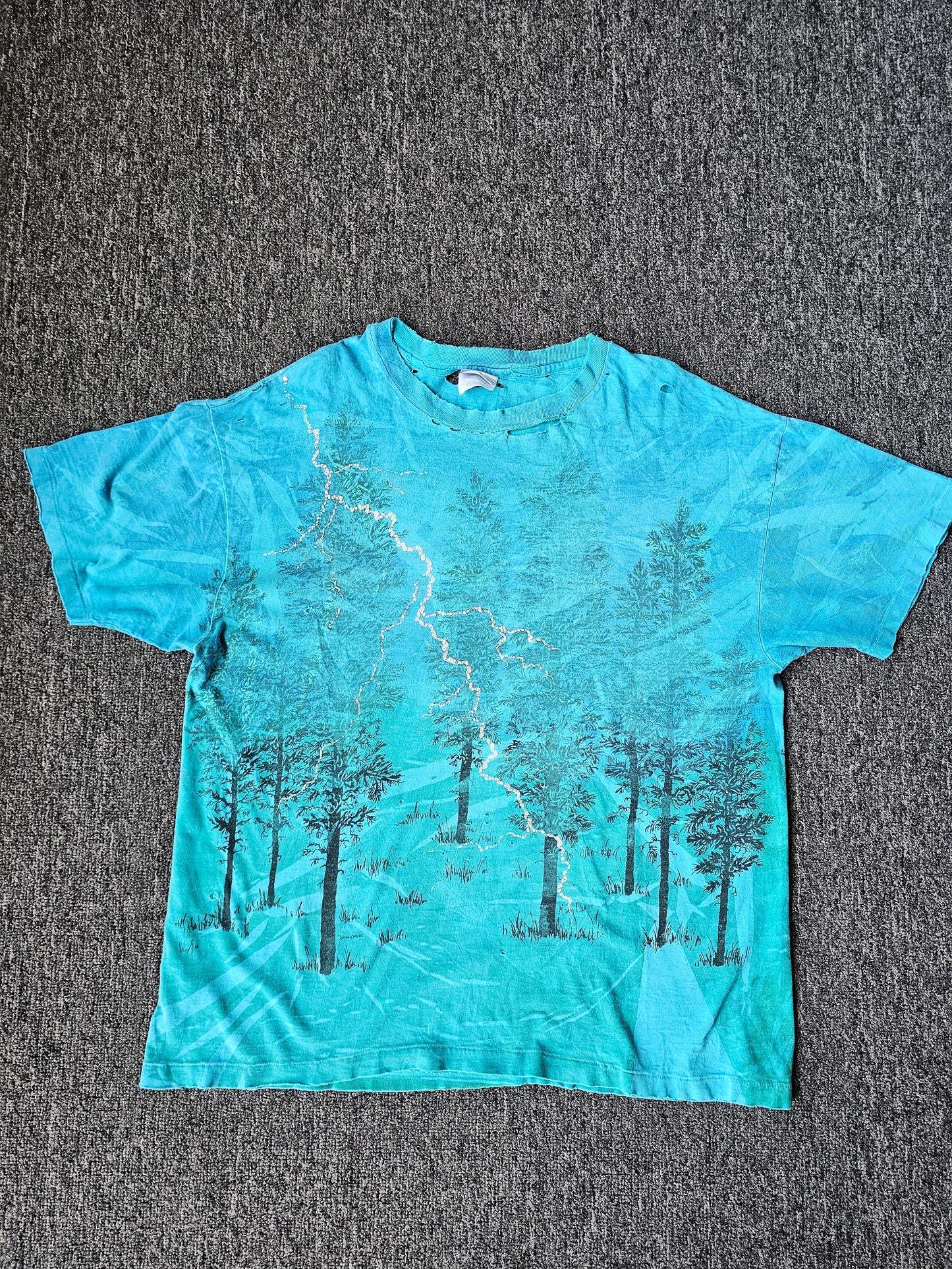 Trees & Lightning AOP Tie Dye Distressed Nature Tee (XL)