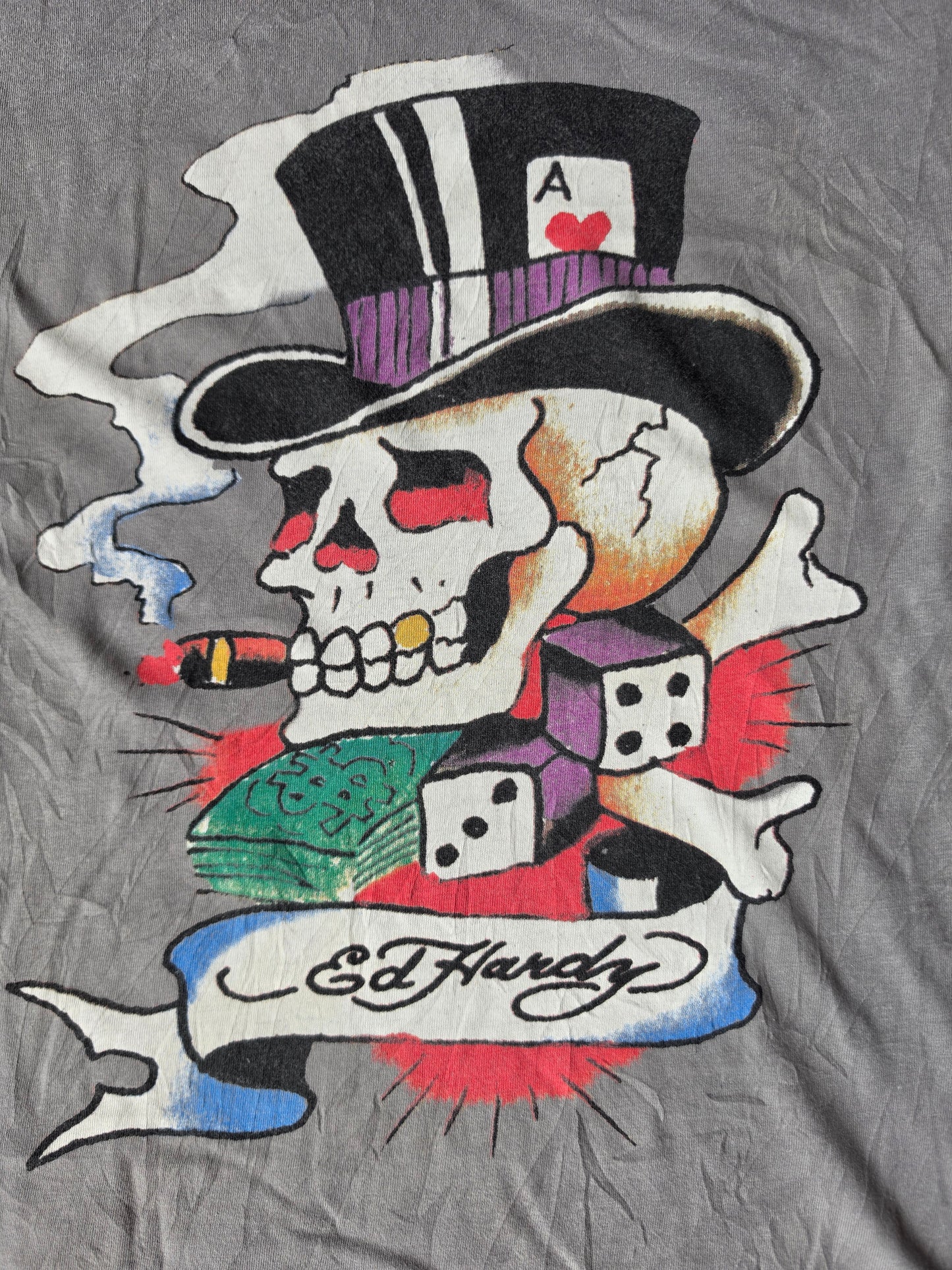 Ed Hardy Y2K Cigar Smoking Skul (L)