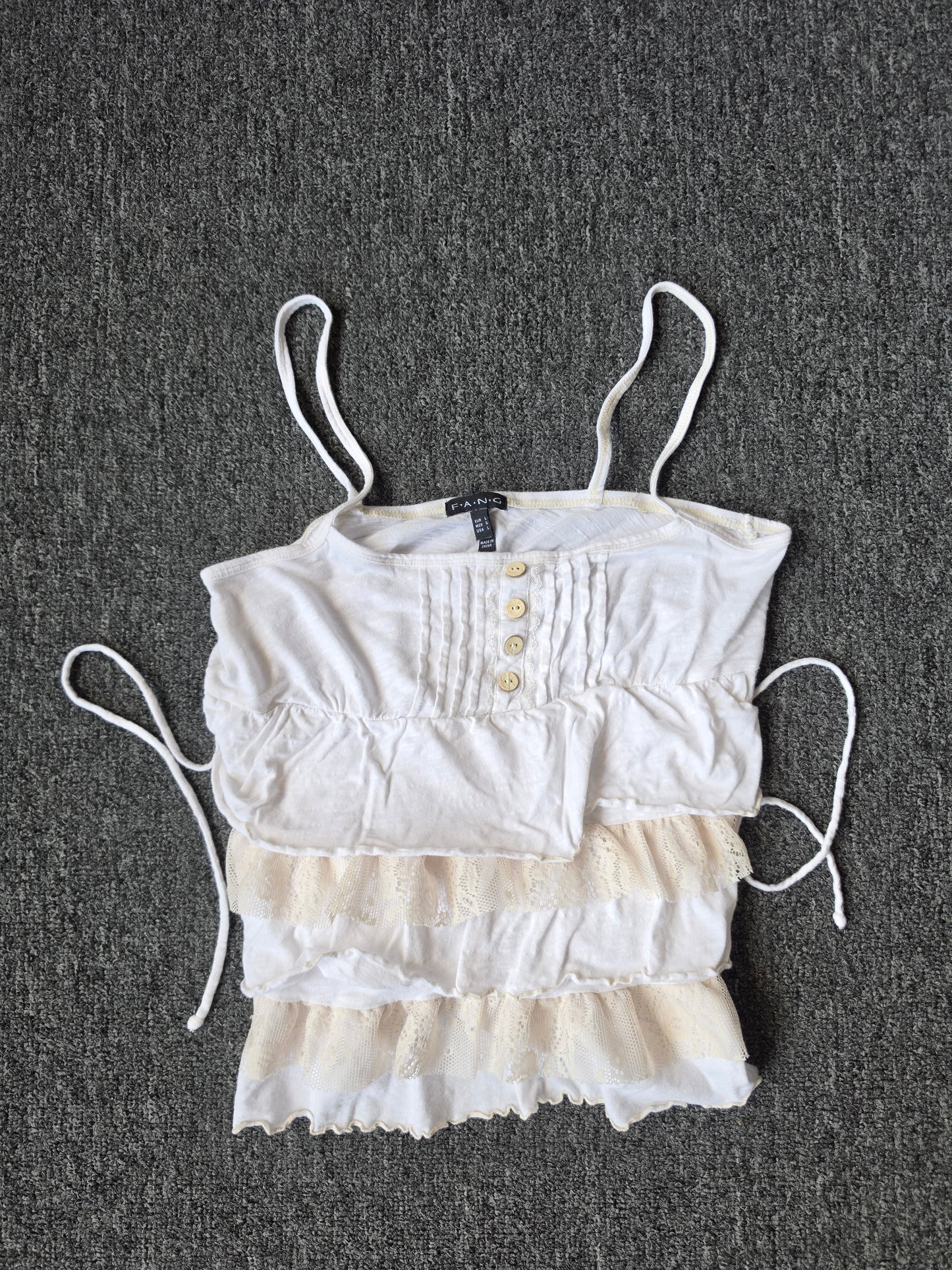 Womens Fang White Spaghetti Top (L)