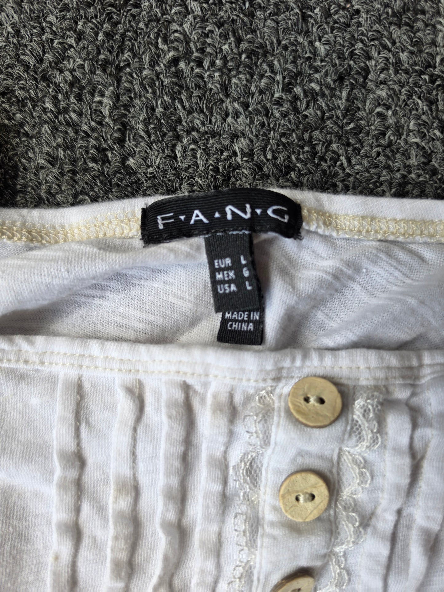 Womens Fang White Spaghetti Top (L)