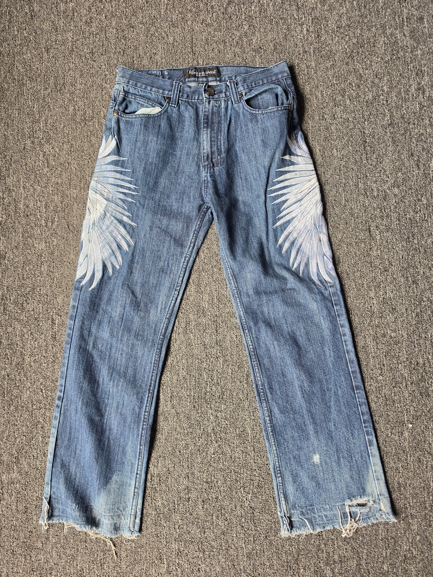 Victorious Y2K Distressed Embroidered Wings Pants (32/30)