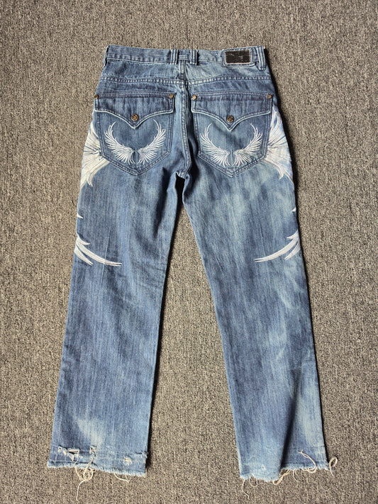 Victorious Y2K Distressed Embroidered Wings Pants (32/30)