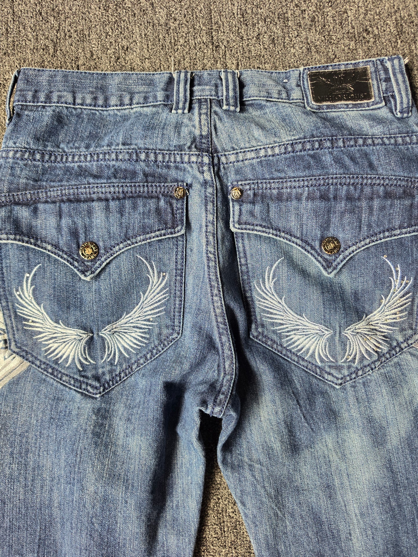 Victorious Y2K Distressed Embroidered Wings Pants (32/30)