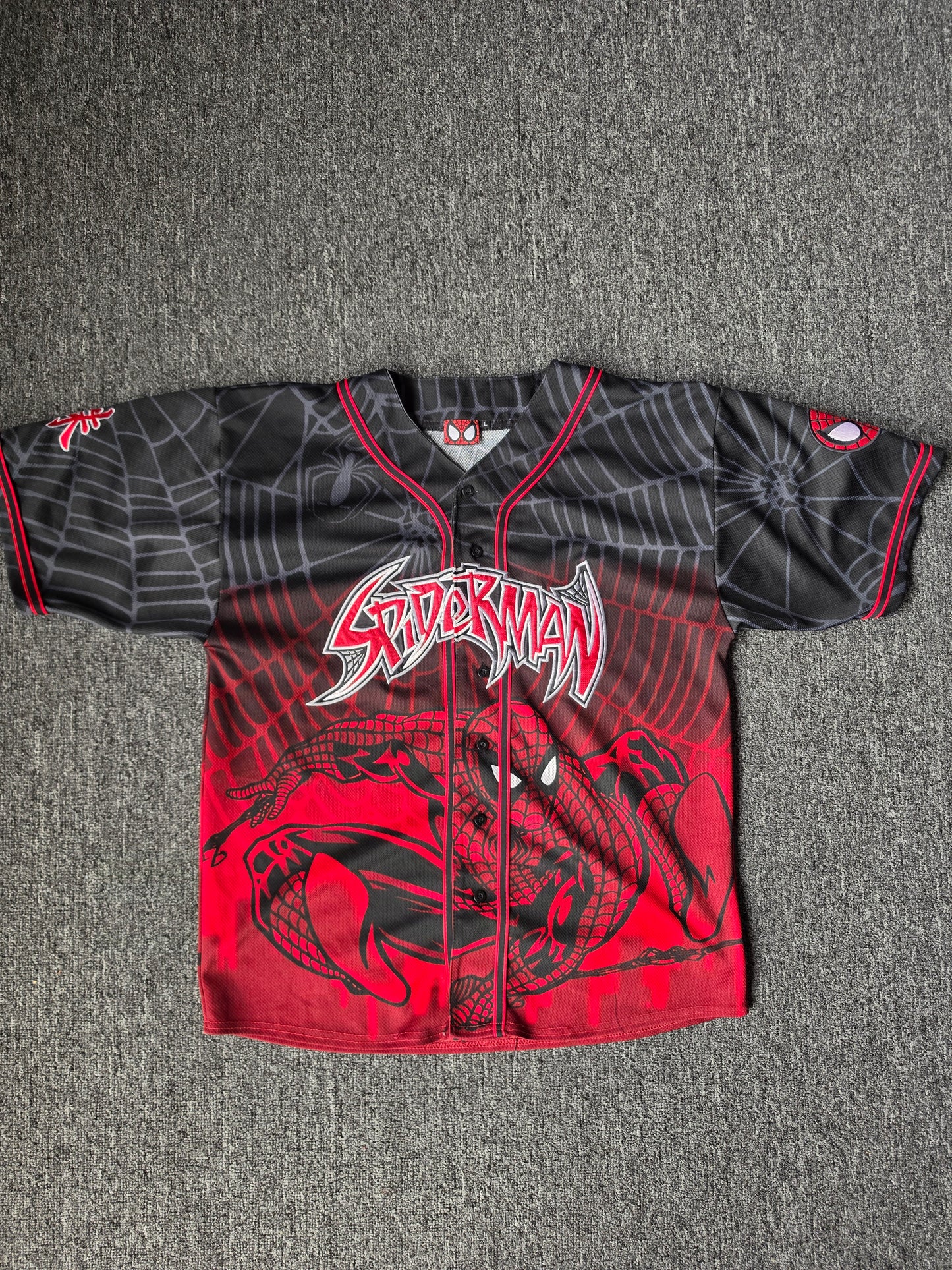 2002 Spiderman AOP Embroidered Button Up (L)