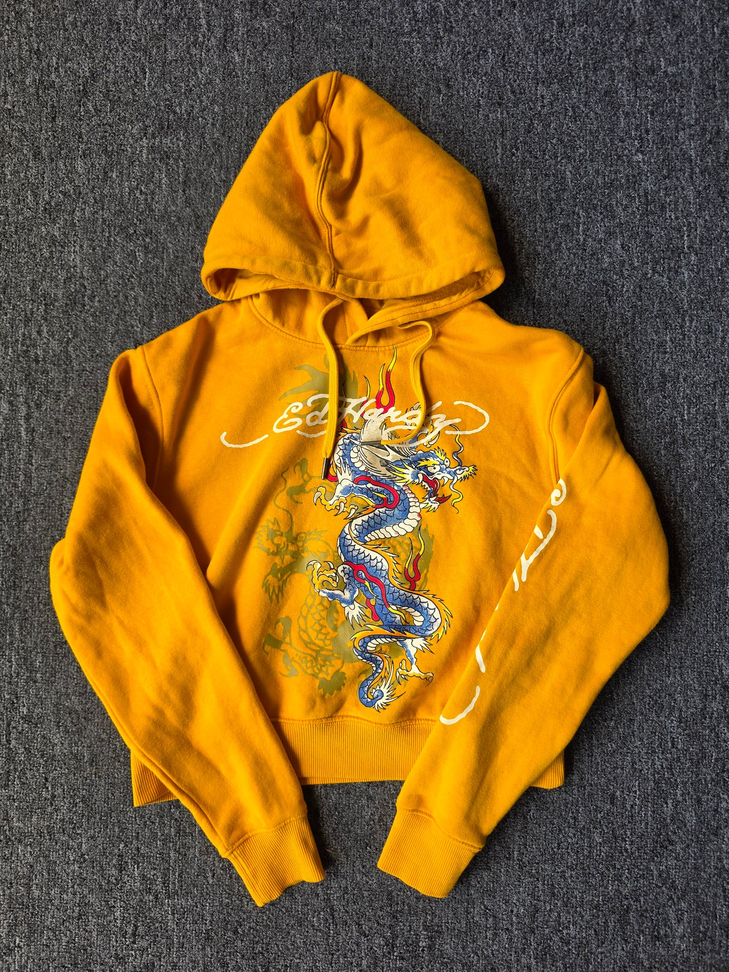 Ed Hardy Cut Off Womens Yellow Hoody (M)