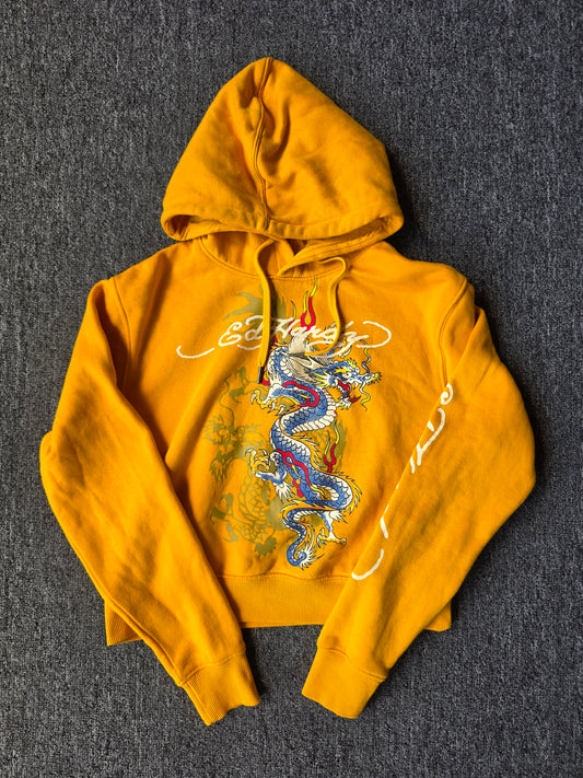Ed Hardy Cut Off Womens Yellow Hoody (M)