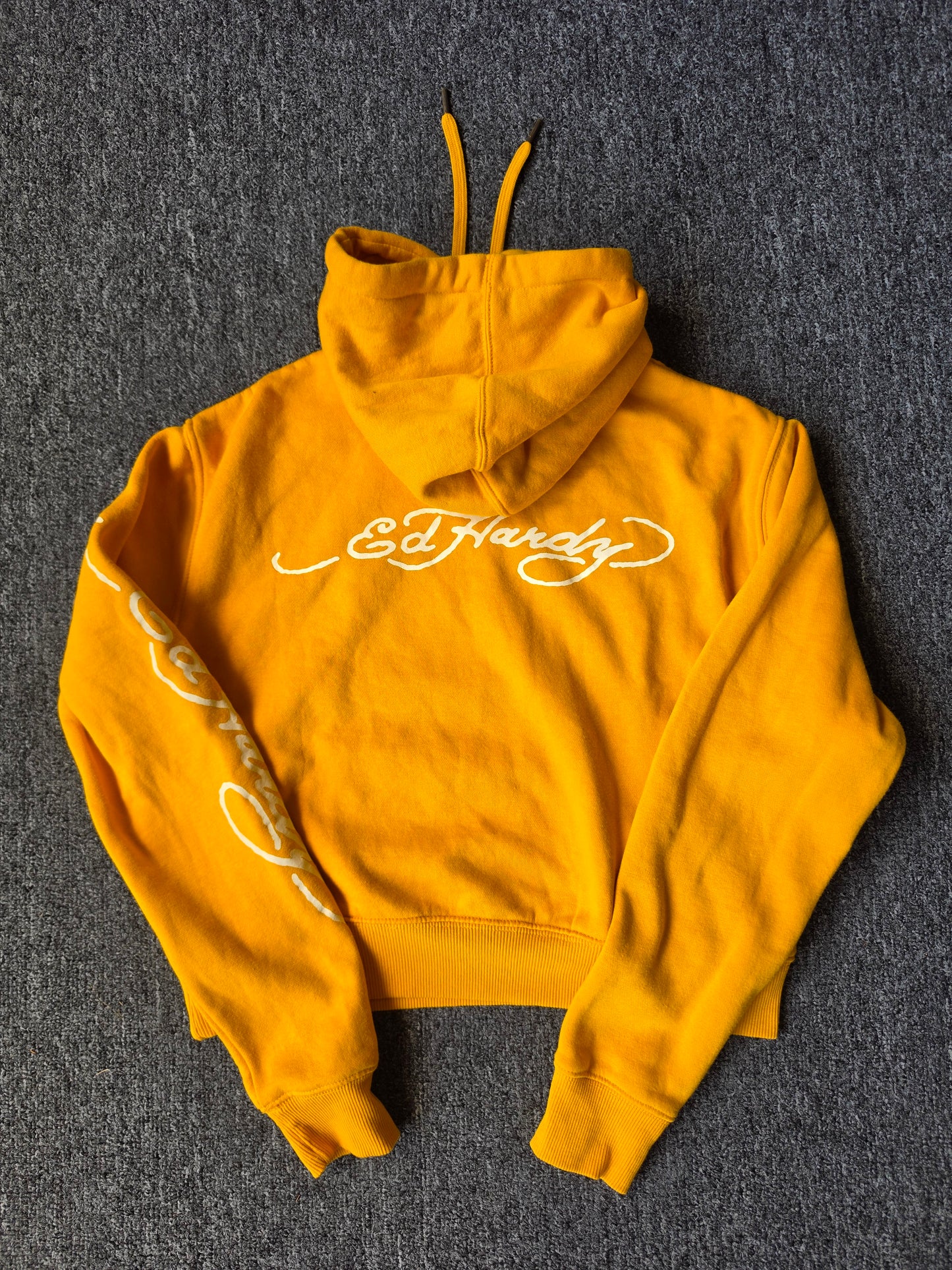 Ed Hardy Cut Off Womens Yellow Hoody (M)